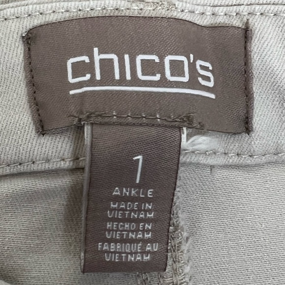 Chico’s Cotton Stretch So Slimming Ankle Pants Women’s  Beige Tan Sz: 1 (M/8) - Picture 11 of 13